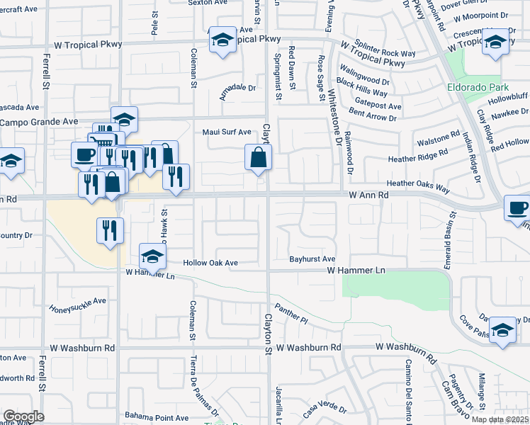 map of restaurants, bars, coffee shops, grocery stores, and more near in North Las Vegas