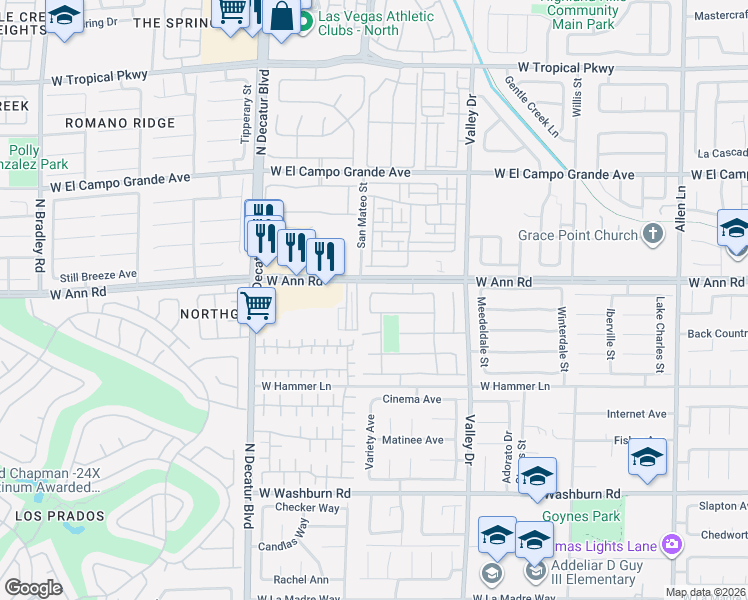 map of restaurants, bars, coffee shops, grocery stores, and more near 4441 Ivory Jade Avenue in North Las Vegas