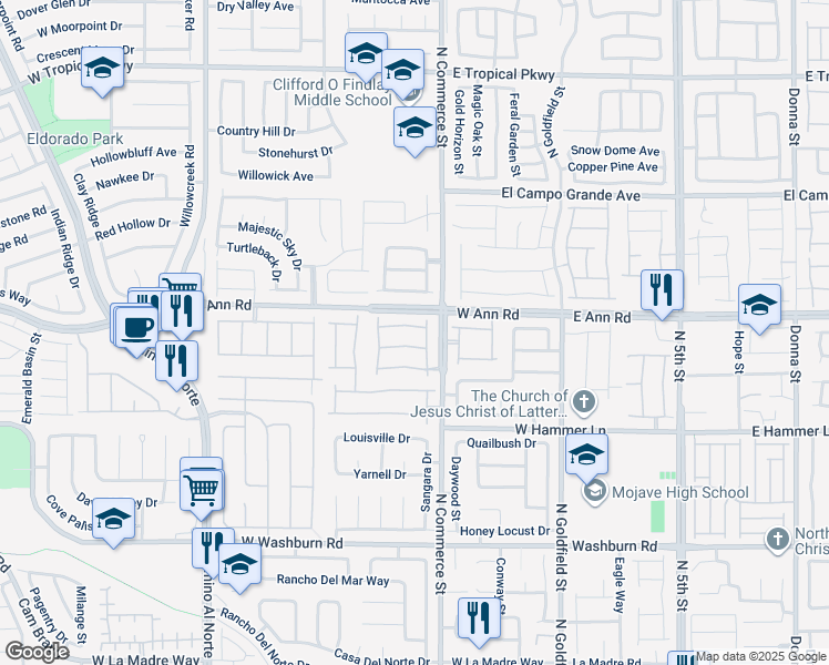 map of restaurants, bars, coffee shops, grocery stores, and more near 317 Casmailia Avenue in North Las Vegas