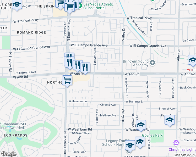 map of restaurants, bars, coffee shops, grocery stores, and more near 4429 Ivory Jade Avenue in North Las Vegas