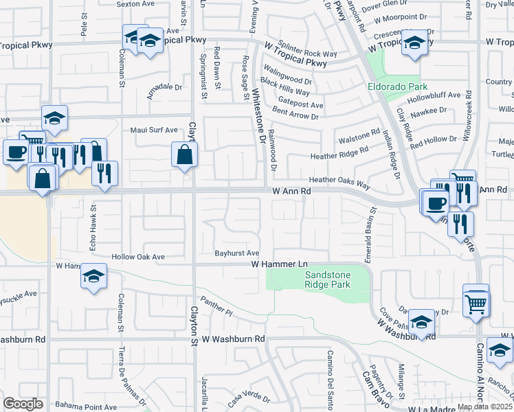 map of restaurants, bars, coffee shops, grocery stores, and more near 1812 Bright Leaf Court in North Las Vegas