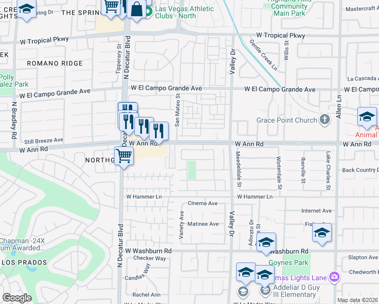 map of restaurants, bars, coffee shops, grocery stores, and more near 4429 Ivory Jade Avenue in North Las Vegas
