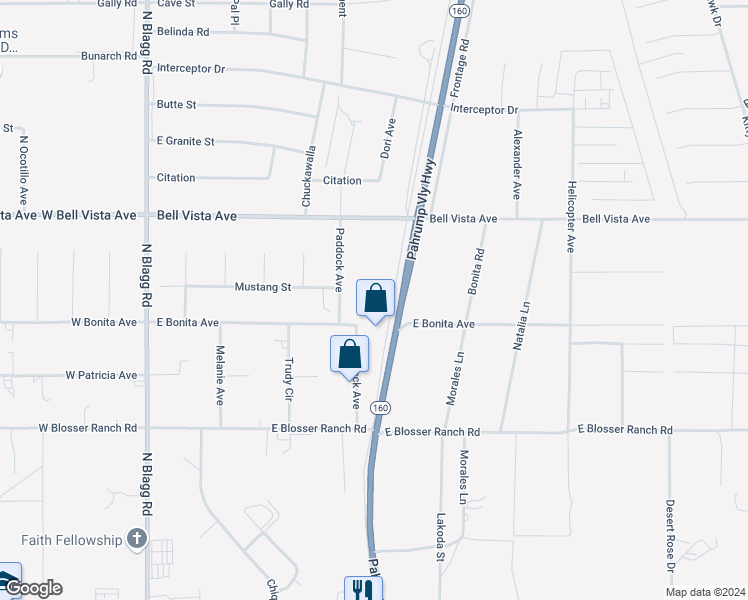 map of restaurants, bars, coffee shops, grocery stores, and more near 2790 Nevada 160 in Pahrump
