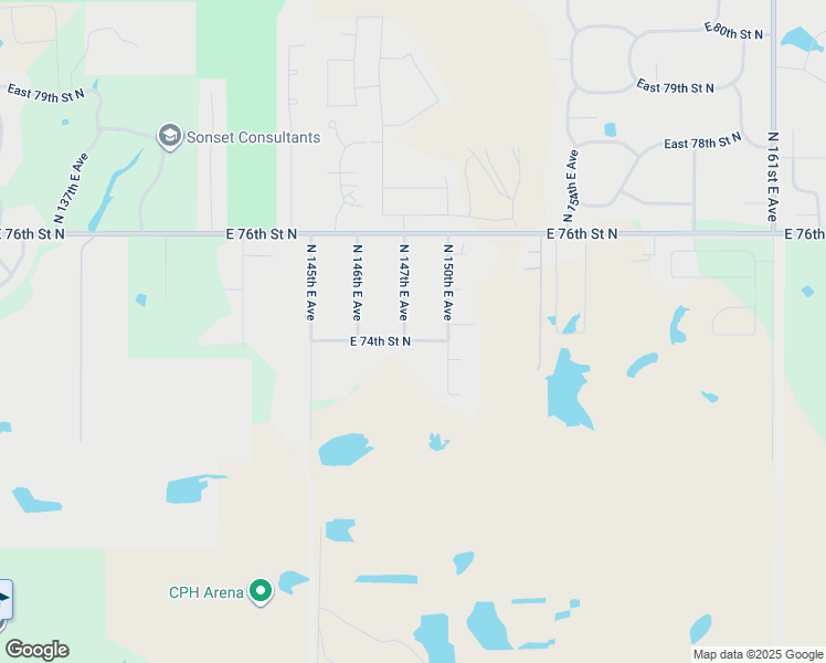 map of restaurants, bars, coffee shops, grocery stores, and more near 7409 North 147th East Avenue in Owasso
