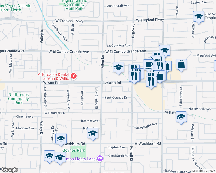 map of restaurants, bars, coffee shops, grocery stores, and more near 5534 Sadie Lynn Court in North Las Vegas