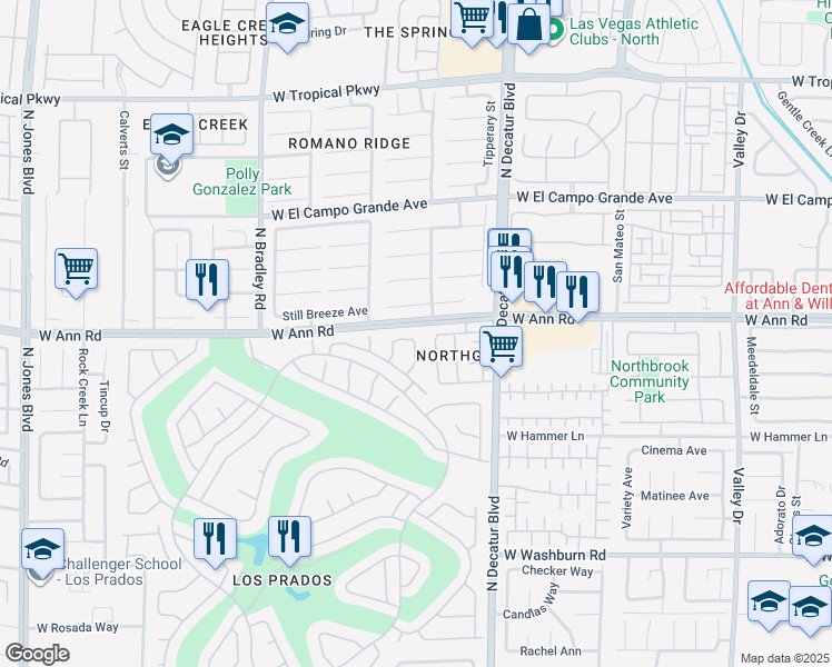 map of restaurants, bars, coffee shops, grocery stores, and more near 4900 Wiltondale Way in Las Vegas