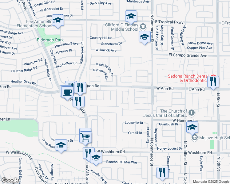 map of restaurants, bars, coffee shops, grocery stores, and more near 5541 Ramirez Street in North Las Vegas