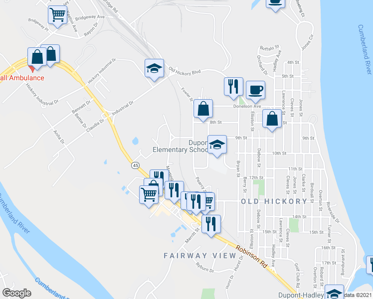 map of restaurants, bars, coffee shops, grocery stores, and more near 912 Fowler Street in Nashville