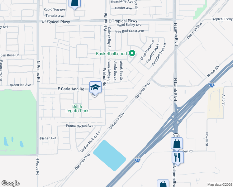map of restaurants, bars, coffee shops, grocery stores, and more near 3940 Yellow Mandarin Avenue in North Las Vegas