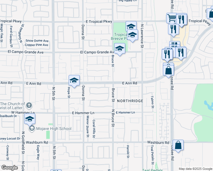 map of restaurants, bars, coffee shops, grocery stores, and more near 1204 Barron Creek Avenue in North Las Vegas