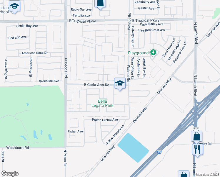 map of restaurants, bars, coffee shops, grocery stores, and more near 5544 Overlook Valley Street in North Las Vegas