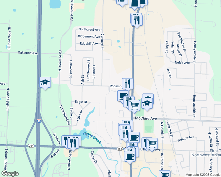 map of restaurants, bars, coffee shops, grocery stores, and more near 426 Kennedy Place in Lowell