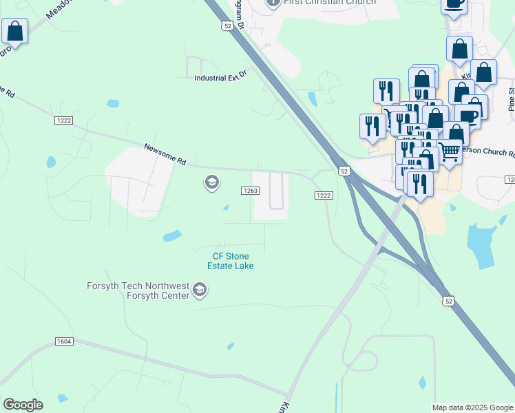 map of restaurants, bars, coffee shops, grocery stores, and more near 125 Caroline Court in King
