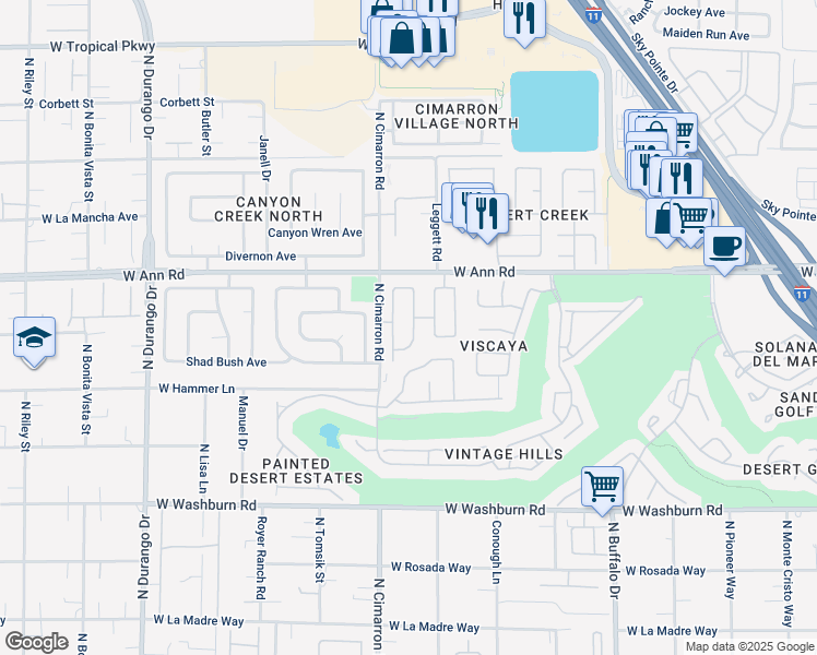 map of restaurants, bars, coffee shops, grocery stores, and more near 5453 Desert Valley Drive in Las Vegas