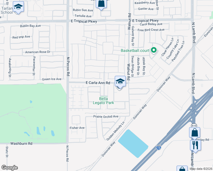 map of restaurants, bars, coffee shops, grocery stores, and more near 5549 Overlook Valley Street in North Las Vegas