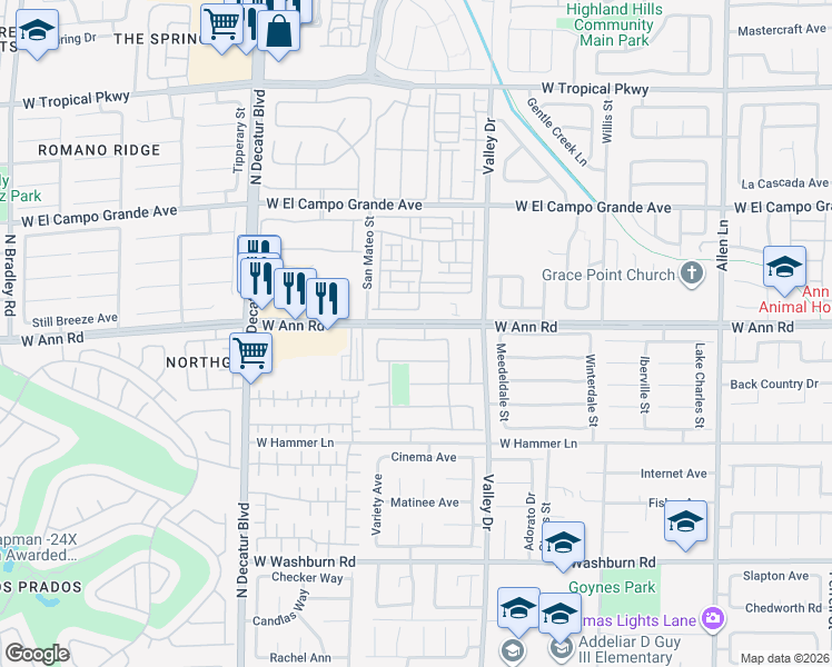map of restaurants, bars, coffee shops, grocery stores, and more near 4408 Ivory Jade Avenue in North Las Vegas