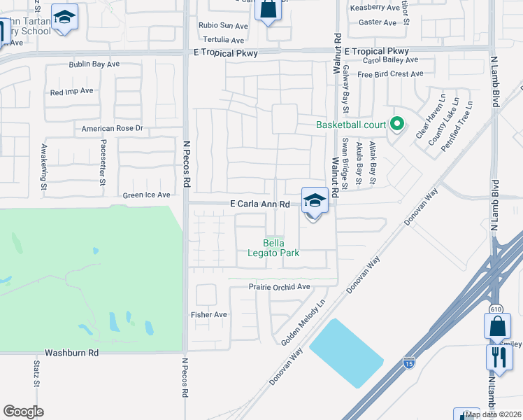 map of restaurants, bars, coffee shops, grocery stores, and more near 5544 Stelle Amore Street in North Las Vegas