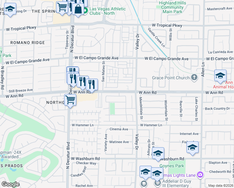 map of restaurants, bars, coffee shops, grocery stores, and more near 4345 Ivory Jade Avenue in North Las Vegas
