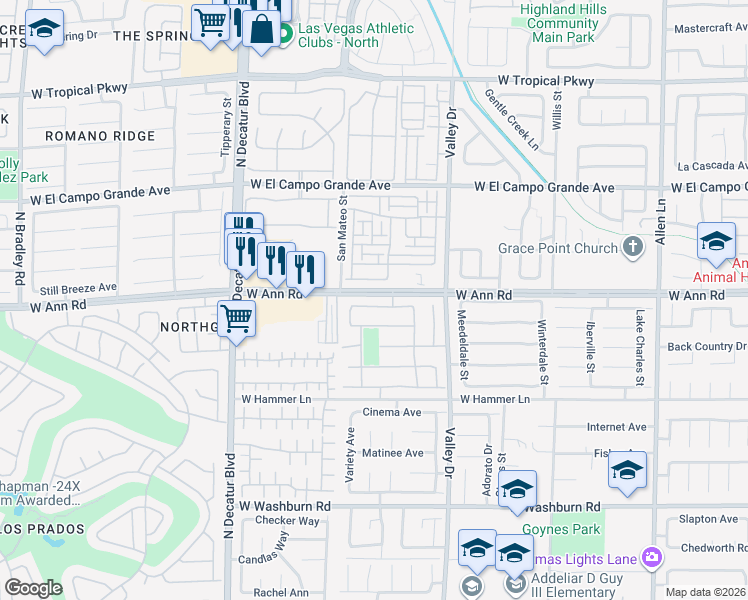 map of restaurants, bars, coffee shops, grocery stores, and more near 4429 Ivory Jade Avenue in North Las Vegas