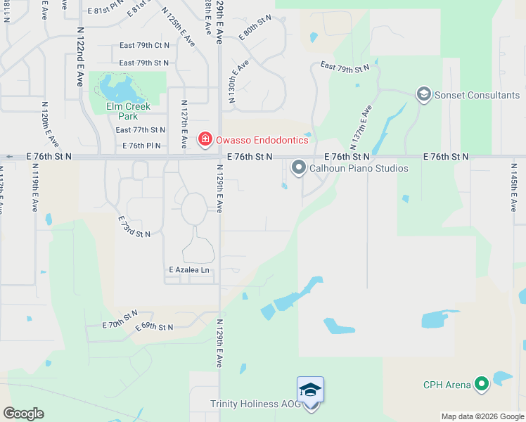 map of restaurants, bars, coffee shops, grocery stores, and more near 13113 E 73rd Street North in Owasso