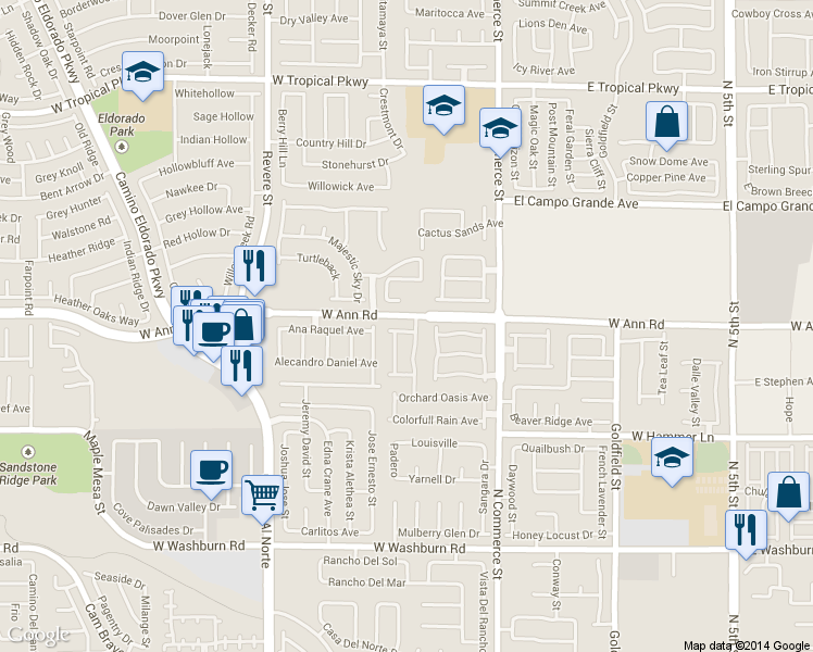 map of restaurants, bars, coffee shops, grocery stores, and more near 432 Paris Pearl Ave in North Las Vegas