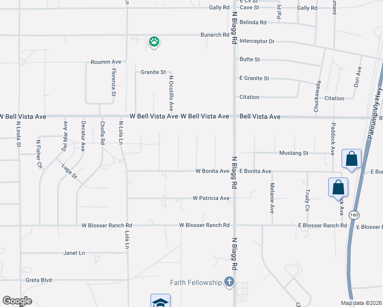 map of restaurants, bars, coffee shops, grocery stores, and more near 2791 Bambi Place in Pahrump