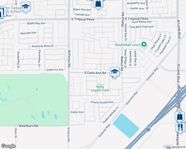 map of restaurants, bars, coffee shops, grocery stores, and more near 3648 Turquoise Waters Avenue in North Las Vegas
