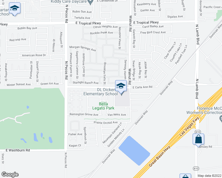 map of restaurants, bars, coffee shops, grocery stores, and more near 5552 Overlook Valley Street in North Las Vegas