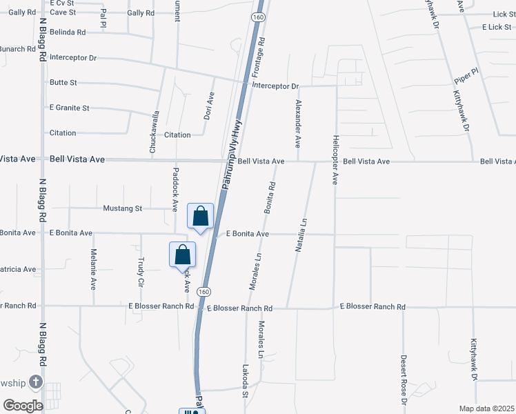 map of restaurants, bars, coffee shops, grocery stores, and more near 2850 Morales Lane in Pahrump