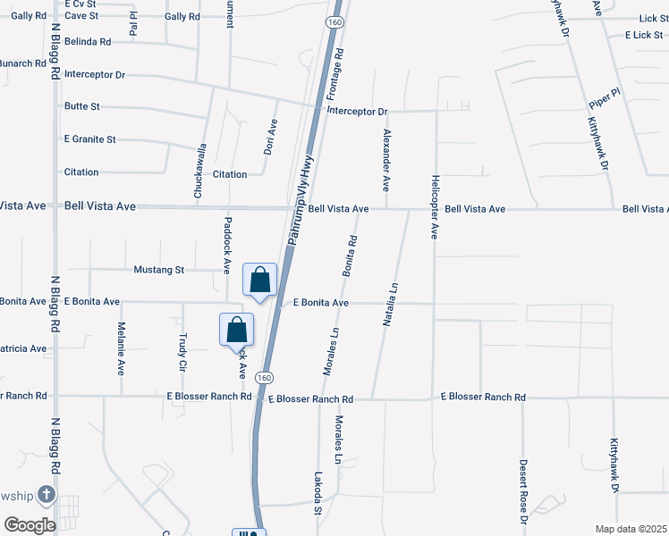 map of restaurants, bars, coffee shops, grocery stores, and more near 2850 Morales Lane in Pahrump