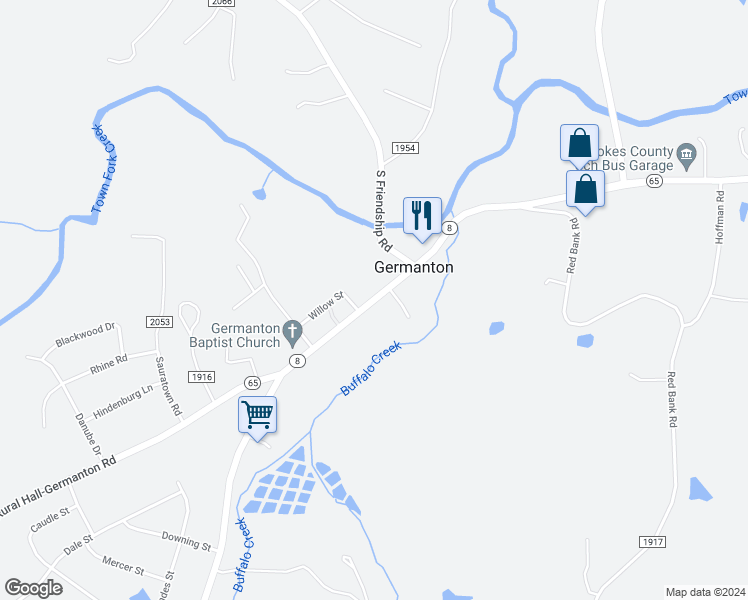 map of restaurants, bars, coffee shops, grocery stores, and more near in Germanton