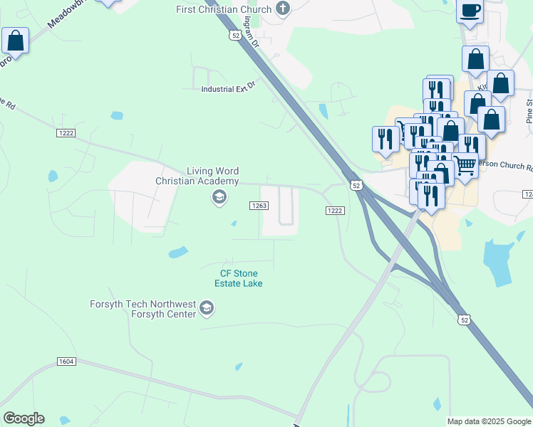 map of restaurants, bars, coffee shops, grocery stores, and more near 125 Caroline Court in King