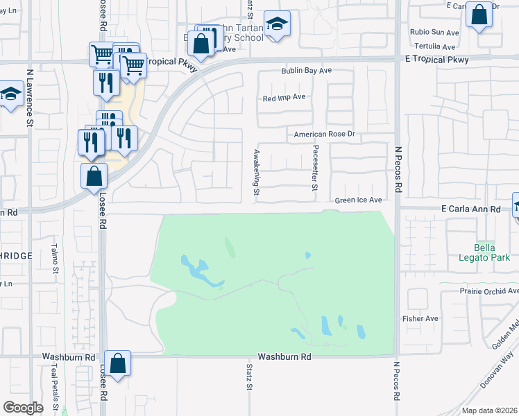 map of restaurants, bars, coffee shops, grocery stores, and more near 3013 Winter Sunset Avenue in North Las Vegas