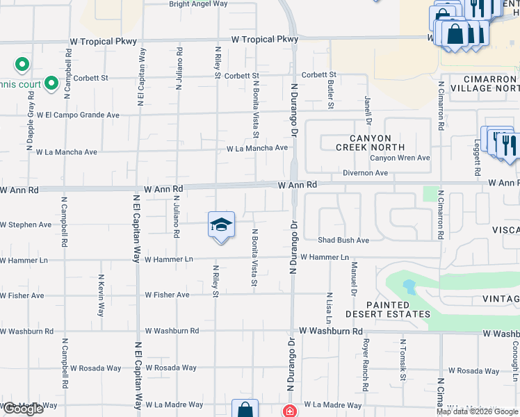 map of restaurants, bars, coffee shops, grocery stores, and more near 8497 Prairie Run Avenue in Las Vegas