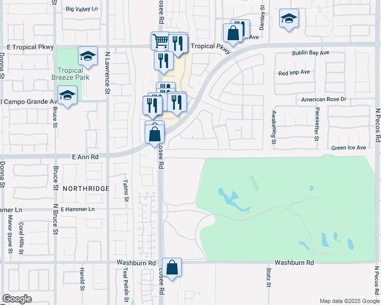 map of restaurants, bars, coffee shops, grocery stores, and more near 2609 Cattrack Avenue in North Las Vegas