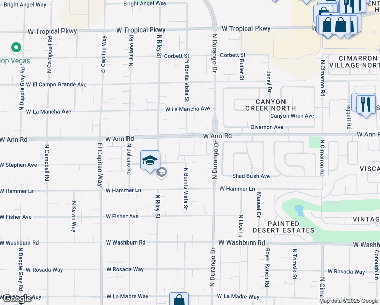 map of restaurants, bars, coffee shops, grocery stores, and more near 5533 Sumac Ridge Court in Las Vegas