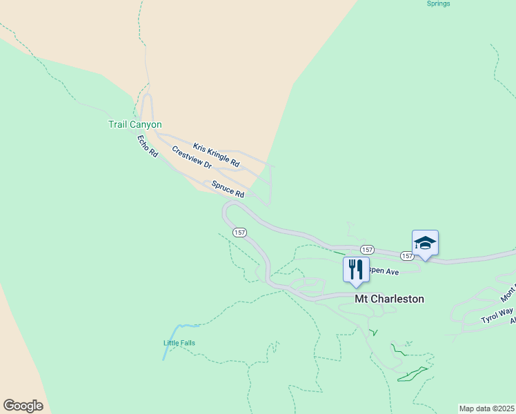map of restaurants, bars, coffee shops, grocery stores, and more near in Mount Charleston