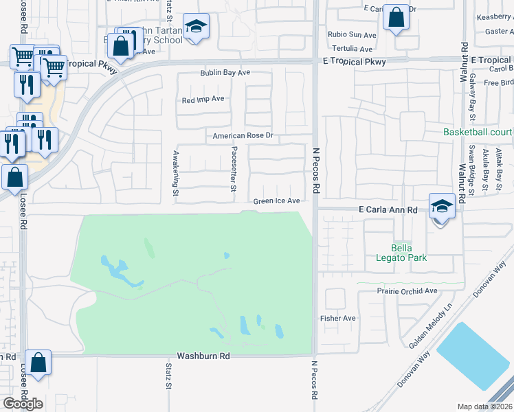 map of restaurants, bars, coffee shops, grocery stores, and more near 5612 Distant Drum Street in North Las Vegas