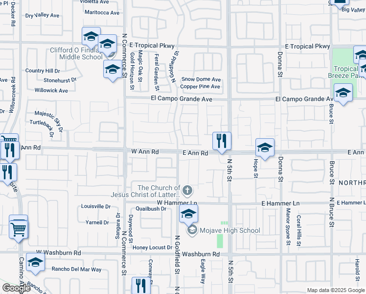 map of restaurants, bars, coffee shops, grocery stores, and more near 103 Broken Wagon Avenue in North Las Vegas