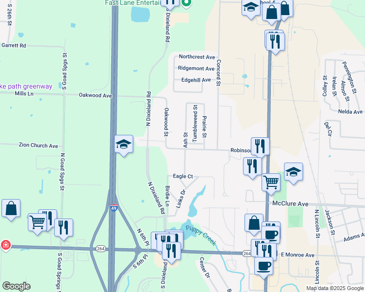 map of restaurants, bars, coffee shops, grocery stores, and more near 512 Ash Street in Lowell