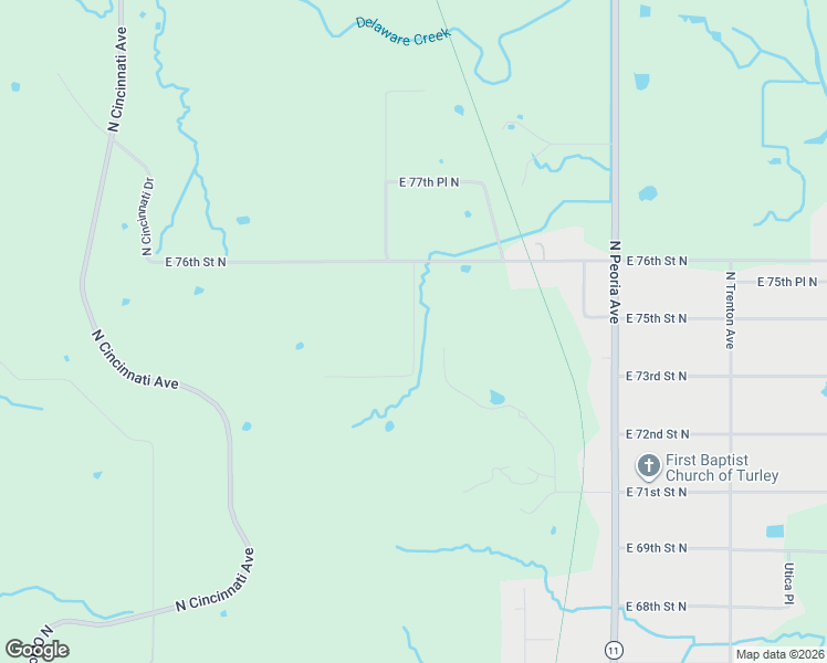 map of restaurants, bars, coffee shops, grocery stores, and more near 7305 North Iroquois Avenue in Tulsa