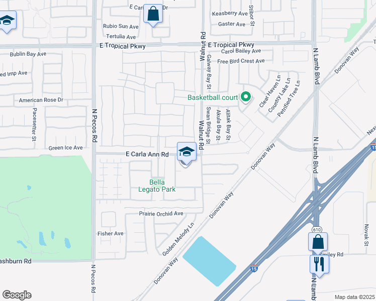 map of restaurants, bars, coffee shops, grocery stores, and more near 3837 Greenbriar Bluff Avenue in North Las Vegas