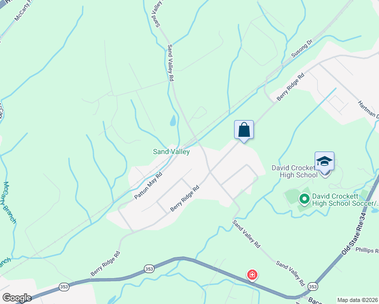 map of restaurants, bars, coffee shops, grocery stores, and more near 187 Patton May Road in Telford