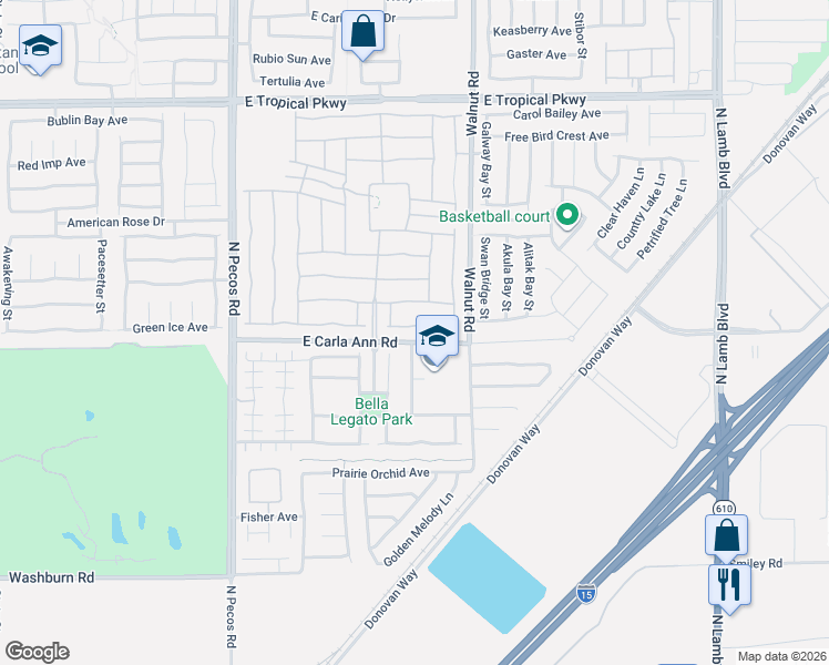 map of restaurants, bars, coffee shops, grocery stores, and more near 3757 Greenbriar Bluff Avenue in North Las Vegas