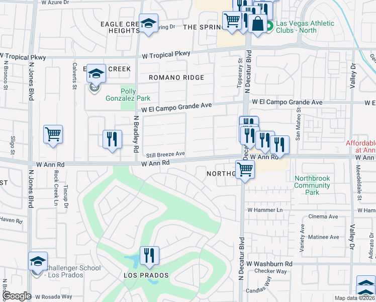 map of restaurants, bars, coffee shops, grocery stores, and more near 5612 Twilight Chase Street in Las Vegas