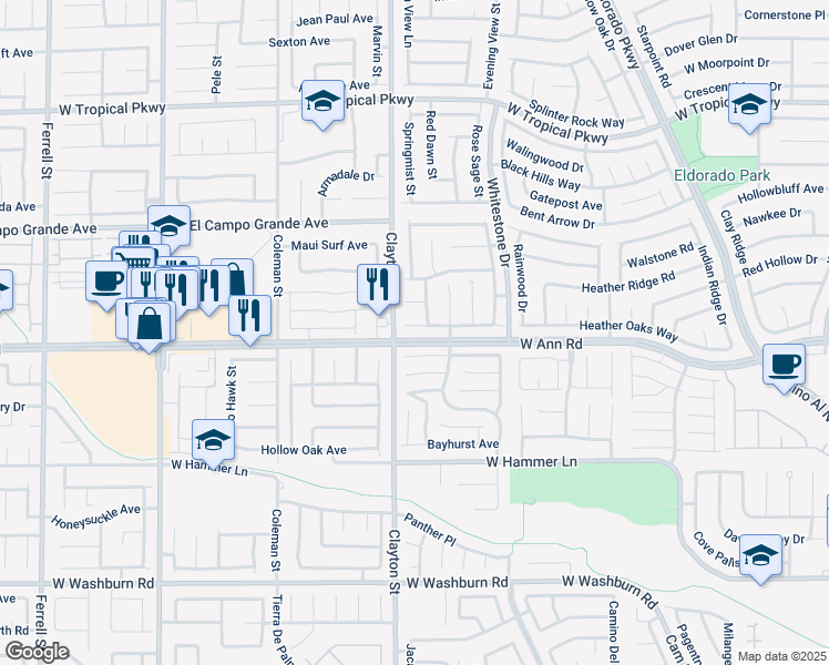 map of restaurants, bars, coffee shops, grocery stores, and more near 1928 Broken Lance Avenue in North Las Vegas
