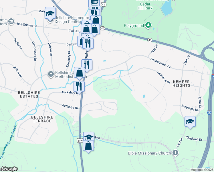 map of restaurants, bars, coffee shops, grocery stores, and more near 3711 Dickerson Pike in Nashville