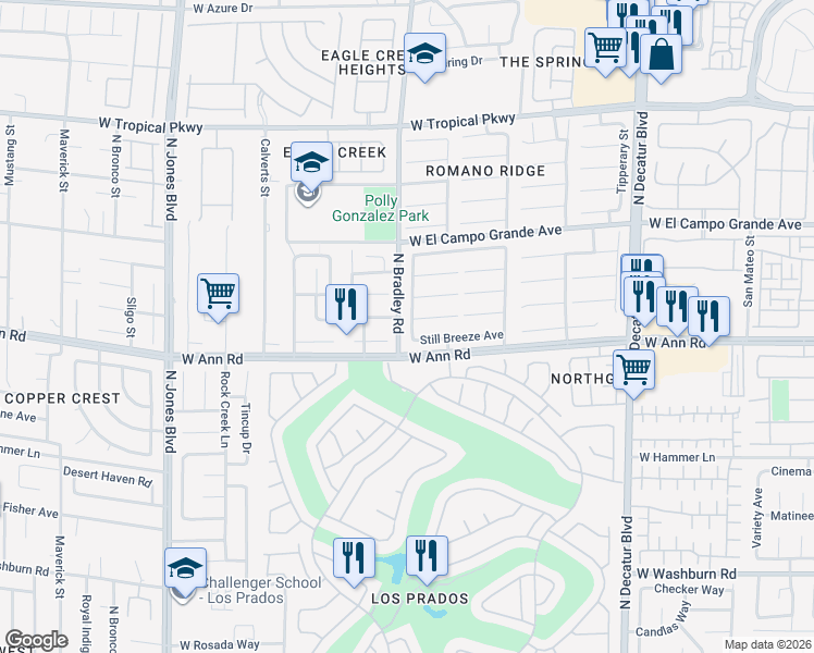 map of restaurants, bars, coffee shops, grocery stores, and more near 5613 Partridge Bluff Street in Las Vegas