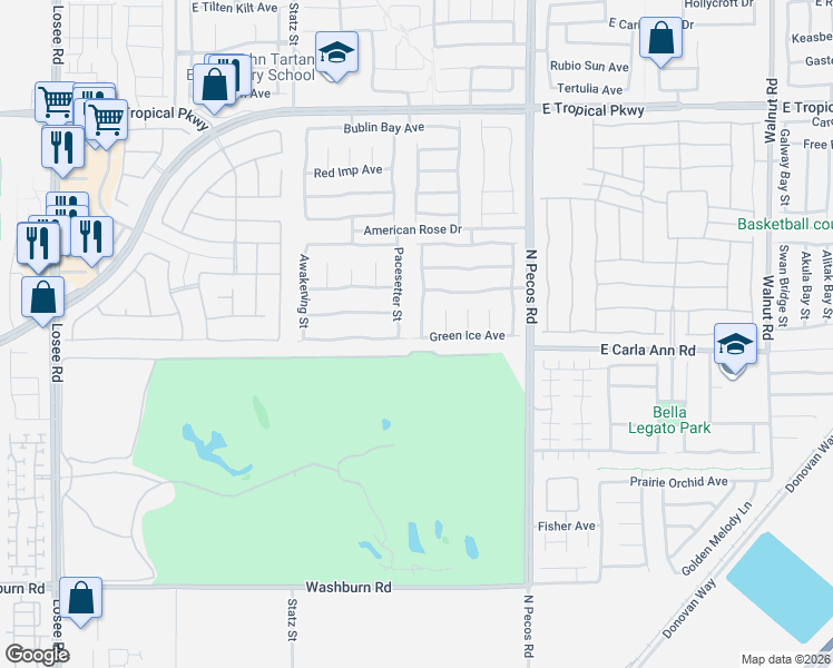 map of restaurants, bars, coffee shops, grocery stores, and more near 5612 Distant Drum Street in North Las Vegas