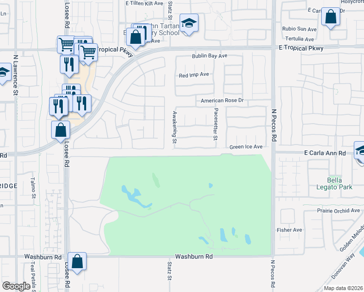map of restaurants, bars, coffee shops, grocery stores, and more near 3013 Madame Plantier Avenue in North Las Vegas